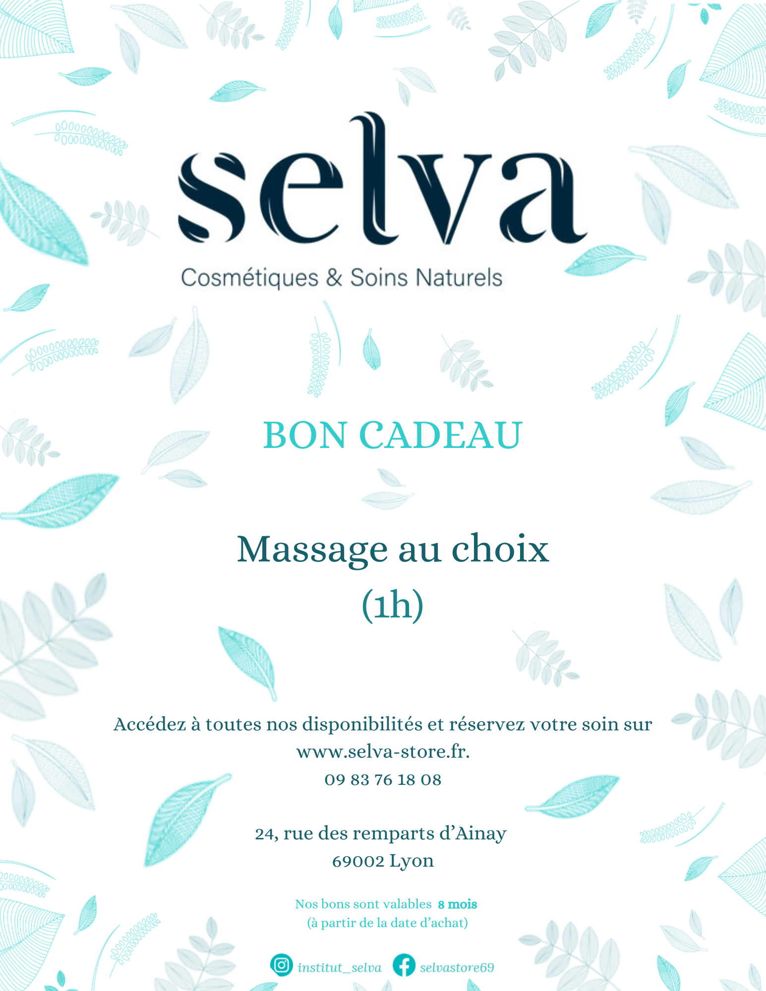 Bon cadeau massage au choix 1h