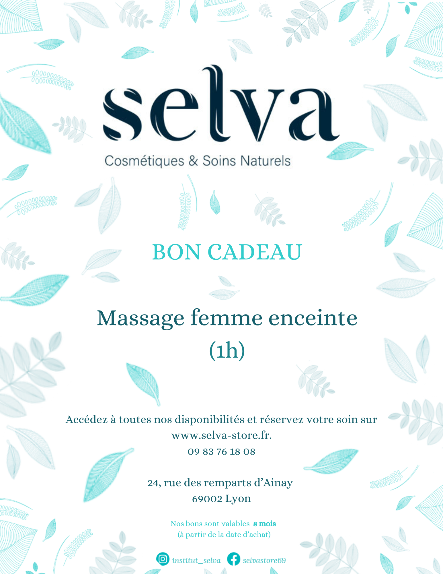 Bon cadeau massage femme enceinte 1h.
