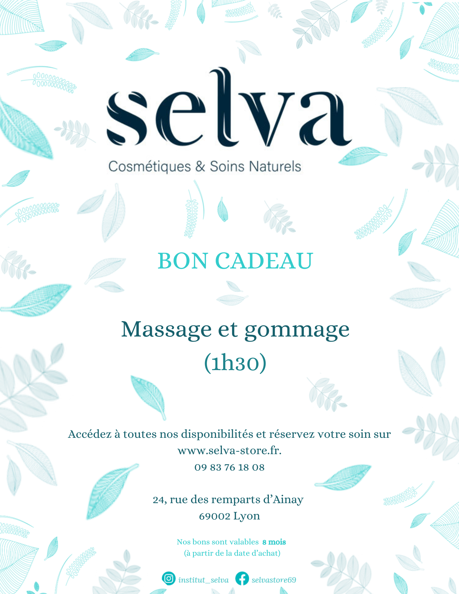 Bon cadeau massage et gommage 1h30
