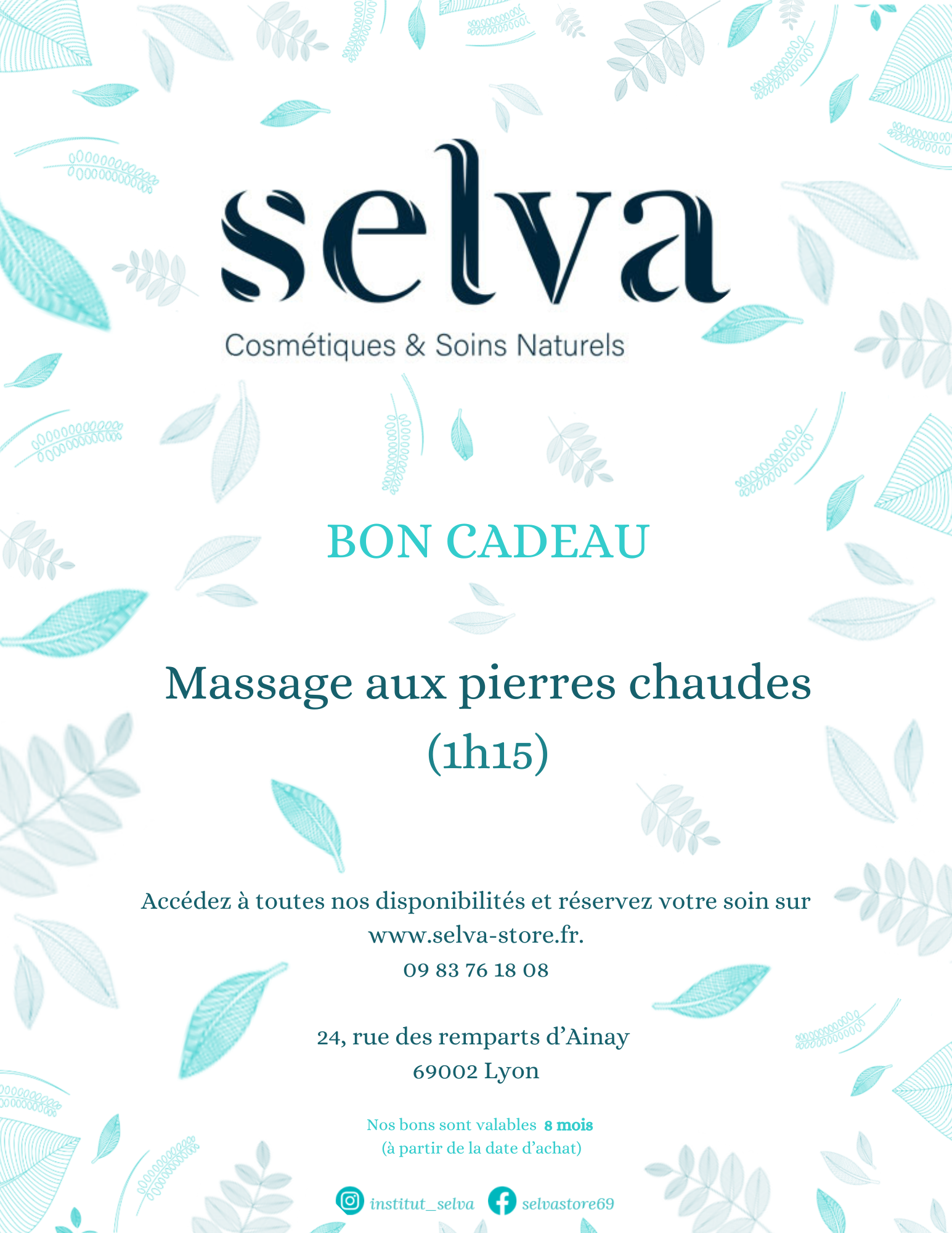 Bon cadeau massage aux pierres chaudes 1h15