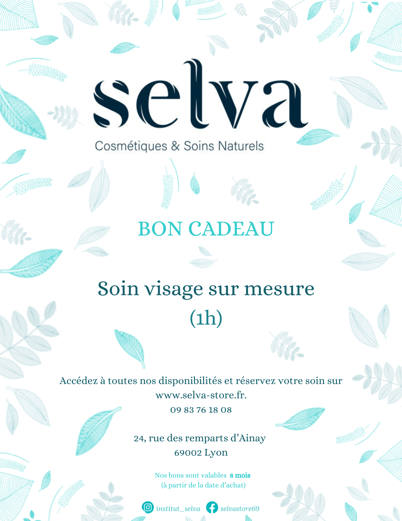 Bon cadeau soin visage sur mesure 1h