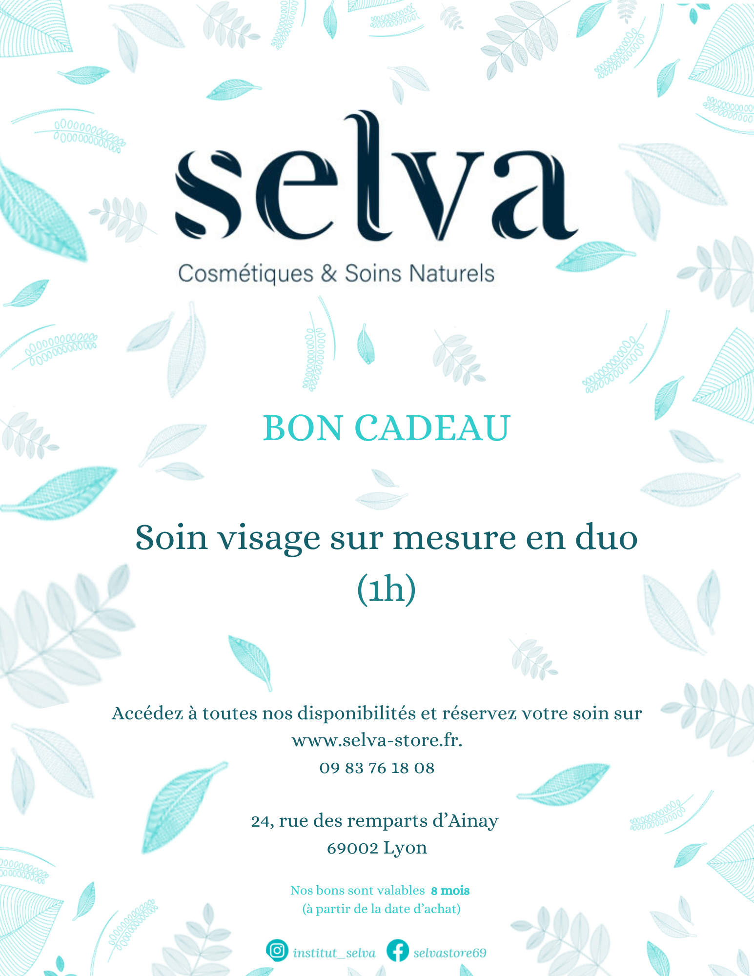 Bon cadeau soin visage sur mesure 1h en DUO
