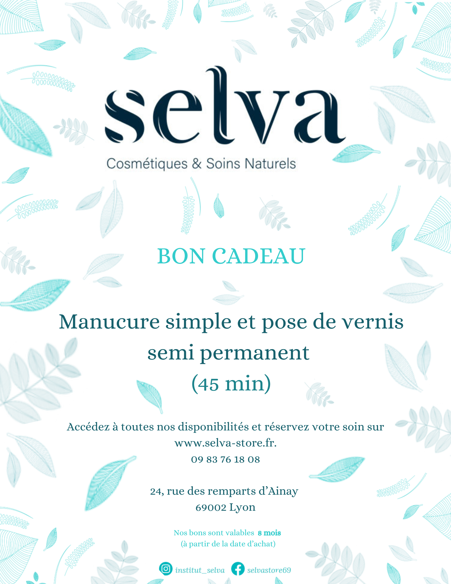 Bon cadeau pose de semi permanent Manucurist